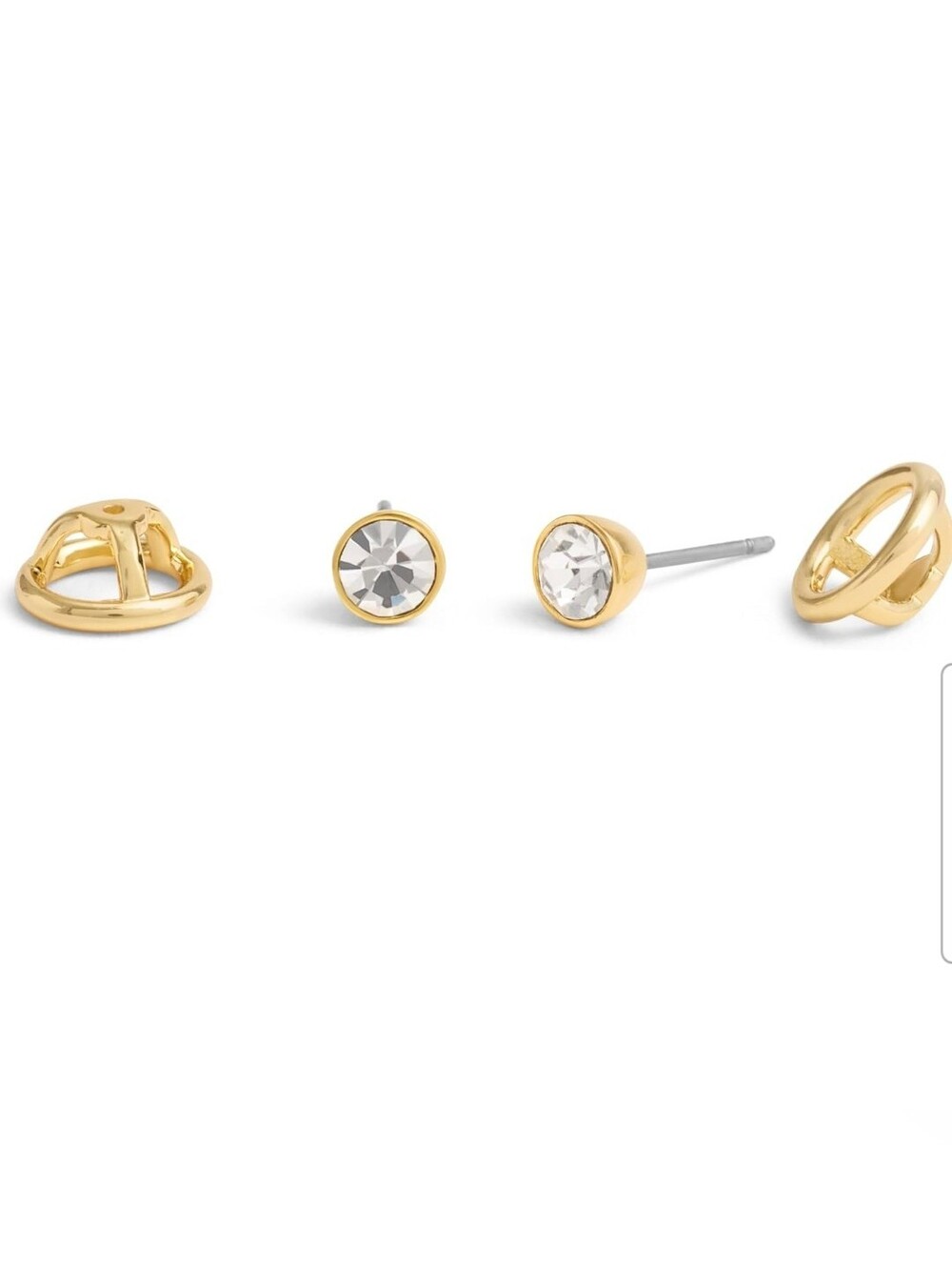 Coach Gold-Tone Stud Earrings with Clear Crystal Centers and Dust Bag - Picture 3 of 7